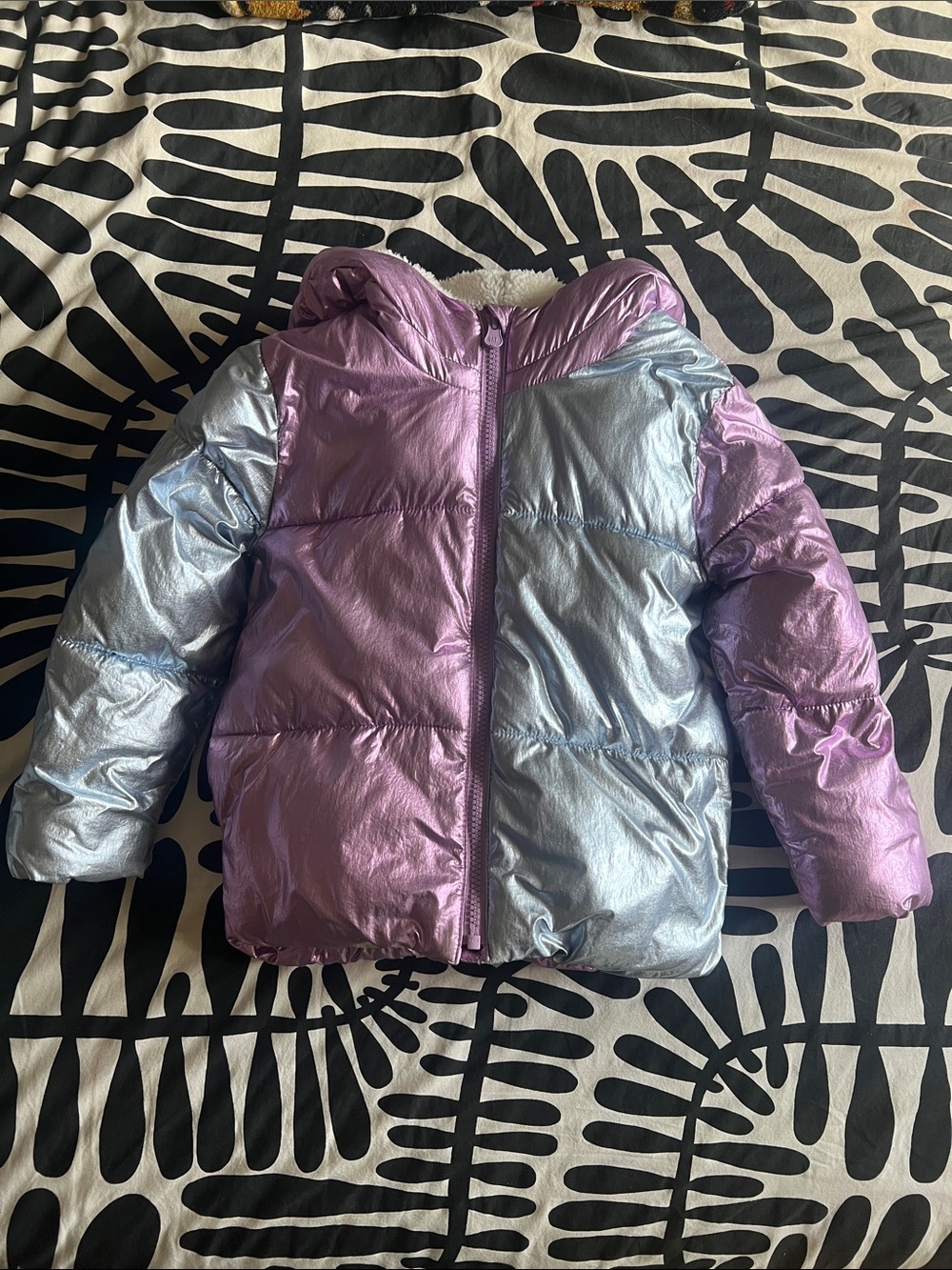 Gap fall/winter puffer jacket 2 colour metallic silver and purple size 5